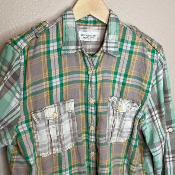 Denim & Supply Ralph Lauren Plaid Cotton Button Up Shirt Size Large Womens - Picture 4 of 7